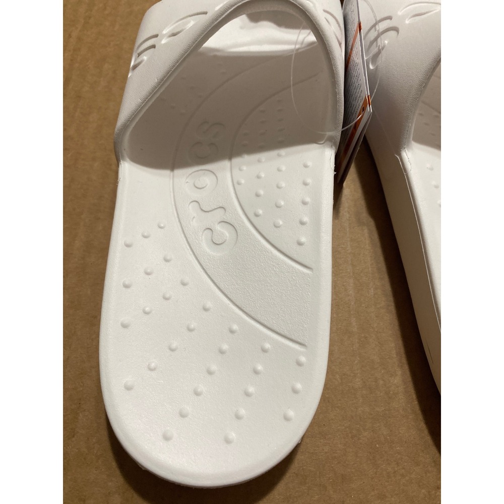 Crocs Classic Logo White Slip On Slides Women's 10 Men 8 Sandals 210088-100 NWT - Picture 4 of 7